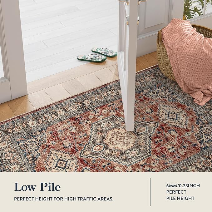 Lahome Oriental Washable Rugs for Living Room, 5x7 Area Rugs for Bedroom - Image 2