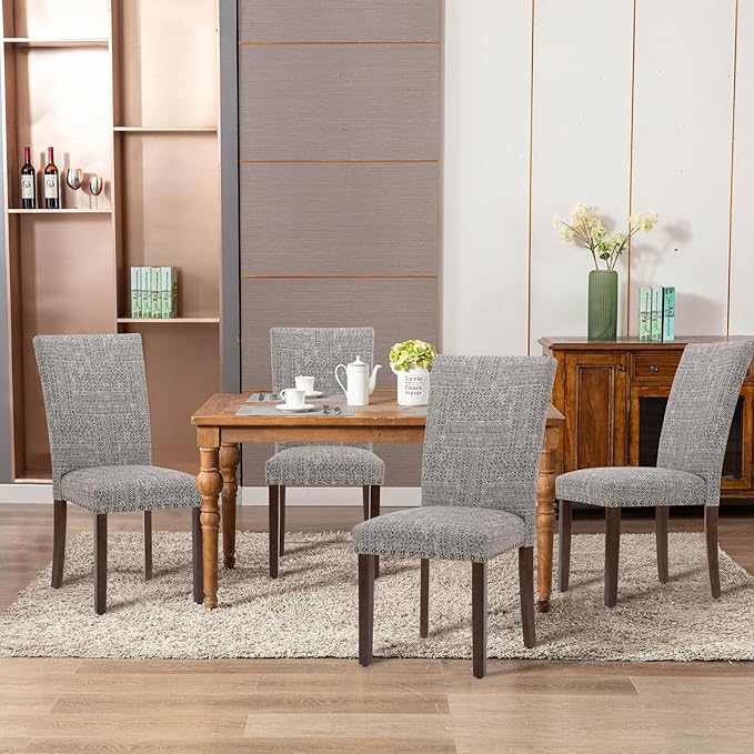 COLAMY Upholstered Parsons Dining Chairs Set of 6, Fabric Dining Room Kitchen - Image 7