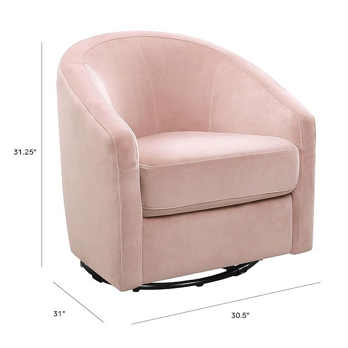 babyletto Madison Swivel Glider in Blush Pink Velvet - Image 7