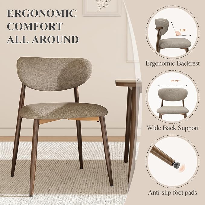 Dining Chairs Set of 4, Ergonomic Fabric Upholstered Seating - Image 3