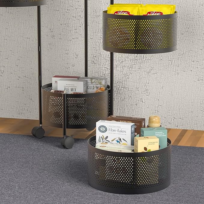 Kitchen Storage Rack No Assembly, 4-Tier Metal Storage Tower Cart Organizer on - Image 7