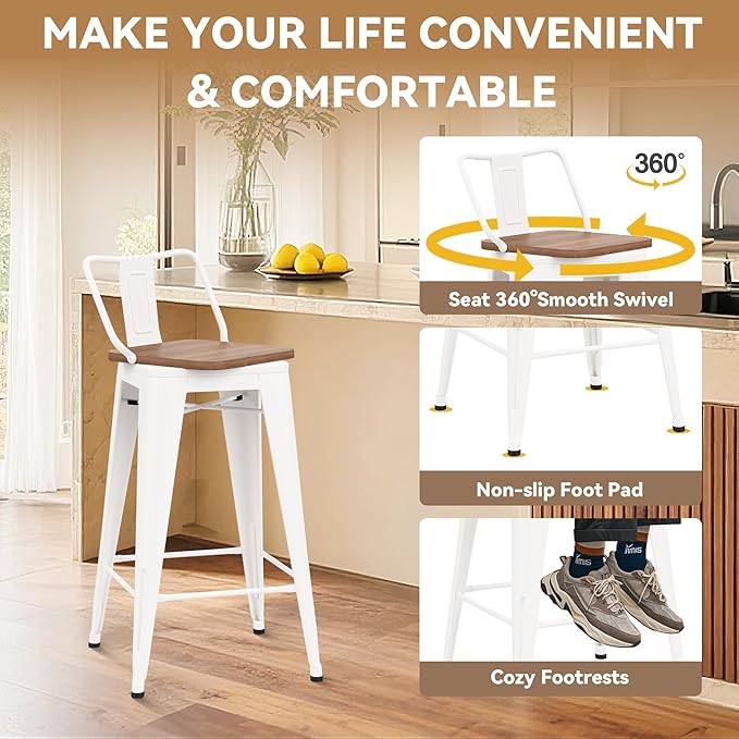 30 Inch Swivel Bar Stools Set of 4 - Image 4