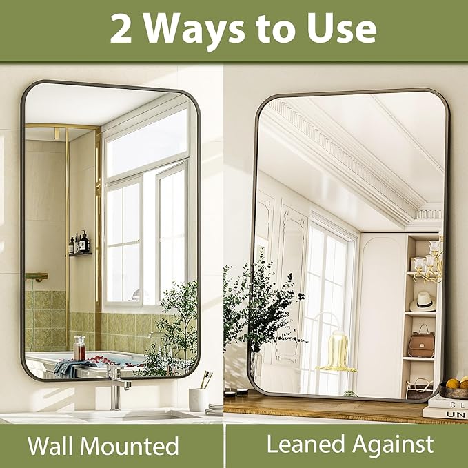 26 x 38 Inch Bathroom Mirror, Rounded Rectangular Vanity Mirror - Image 8