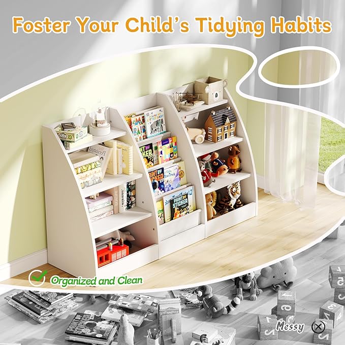 4 Tier Kids Bookshelf Set of 2, 4 Layer Sling Kids Book Shelf - Image 5
