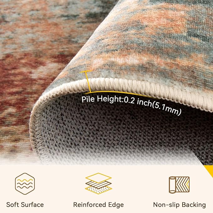 Washable Area Rugs 6'x9' Non-Slip Modern Abstract Soft - Image 3