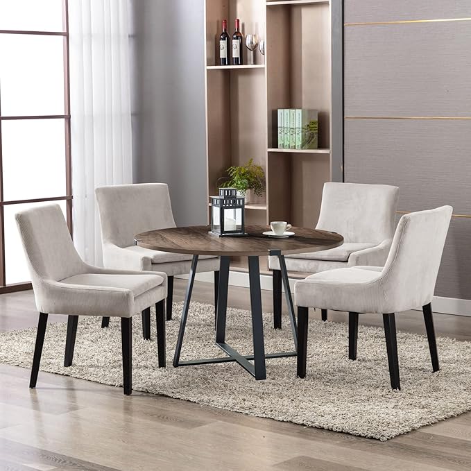 COLAMY Modern Dining Chairs Set of 4, Upholstered Corduroy Accent Side Leisure - Image 9