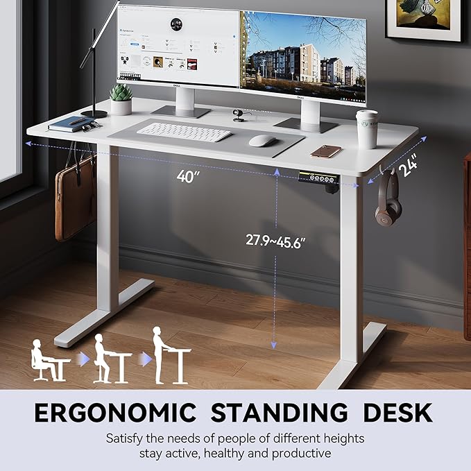 Electric Standing Desk Adjustable Height 40"x24" Stand Up Desk - Image 3