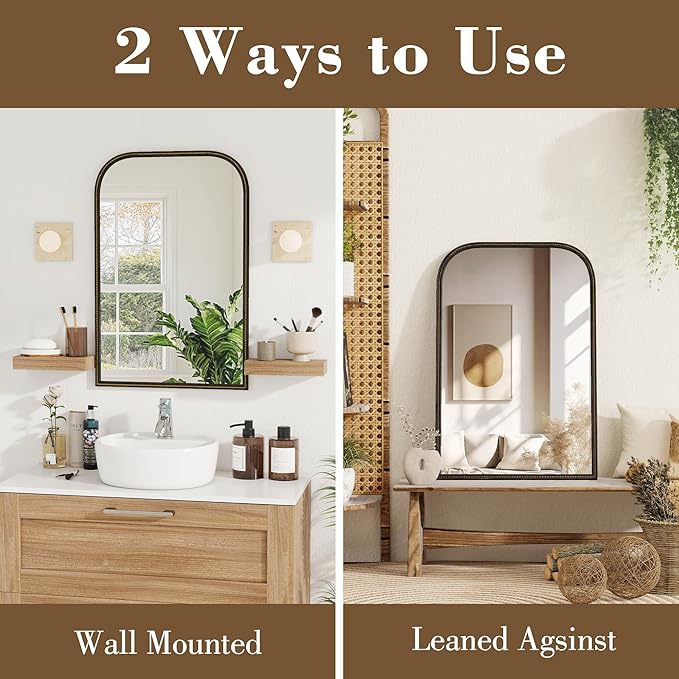 Axeman 22x30 Rounded Rectangular Wall Mirror, Decorative Bathroom Mirror - Image 4
