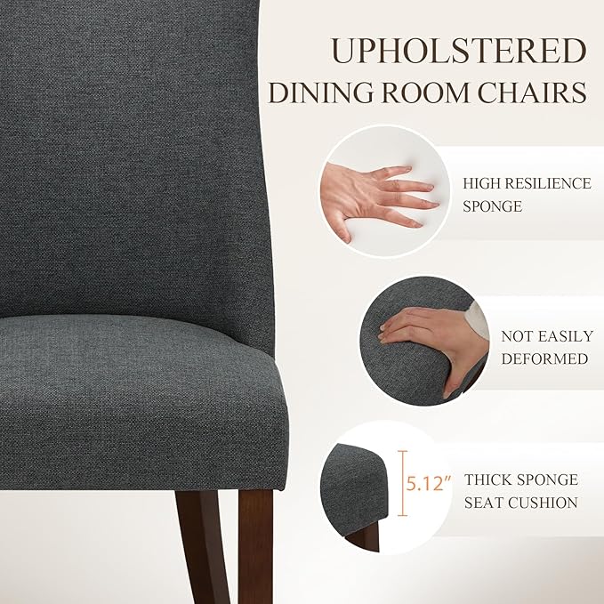 COLAMY Upholstered Dining Chairs Set of 2, Mid Century Modern Kitchen Chairs - Image 5