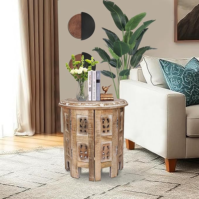 Versatile Octagonal Wooden Table – 12" Round Top, Side Table, or End Table - Image 2