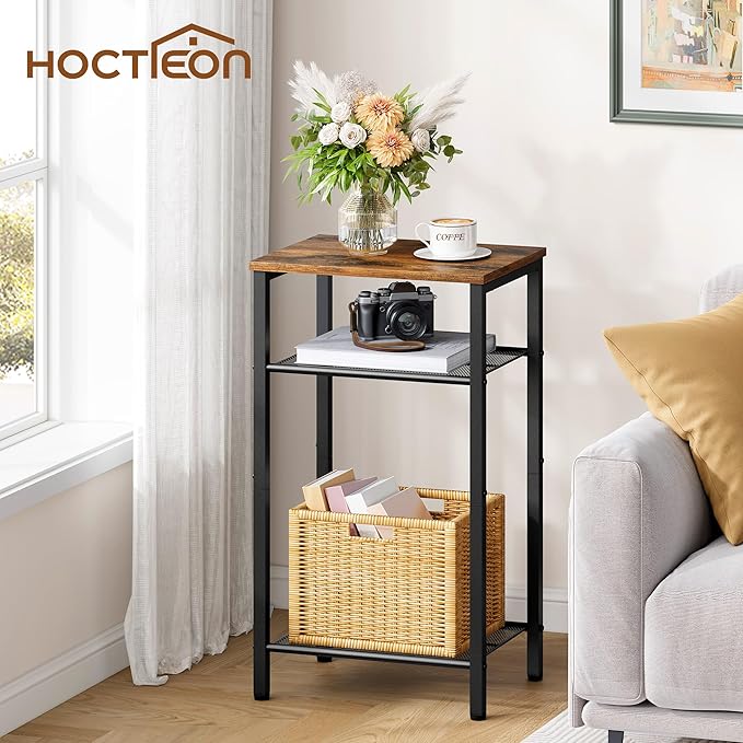Hoctieon 2-Set 3 Tier End Table, Telephone Table Set of 2, Tall Side Table - Image 4