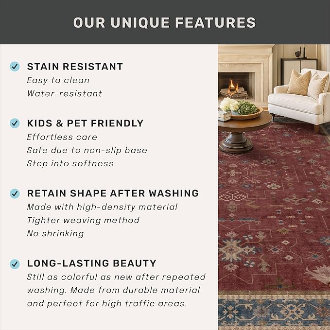 Dark Red 2'6''x8' Wide Hallway Runner Rug - Image 7