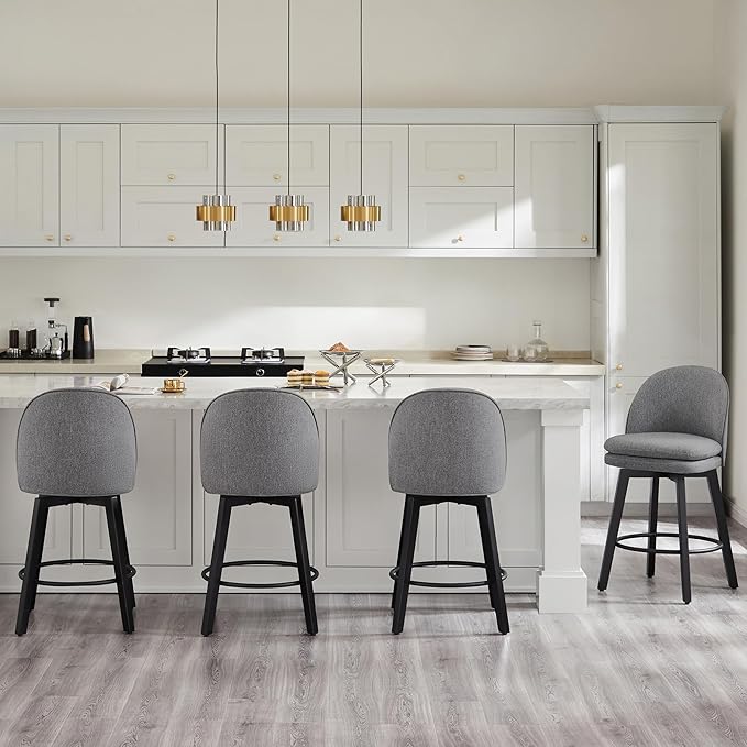 Counter Height Barstools 26 inch Upholstered Swivel Bar Stools - Image 2