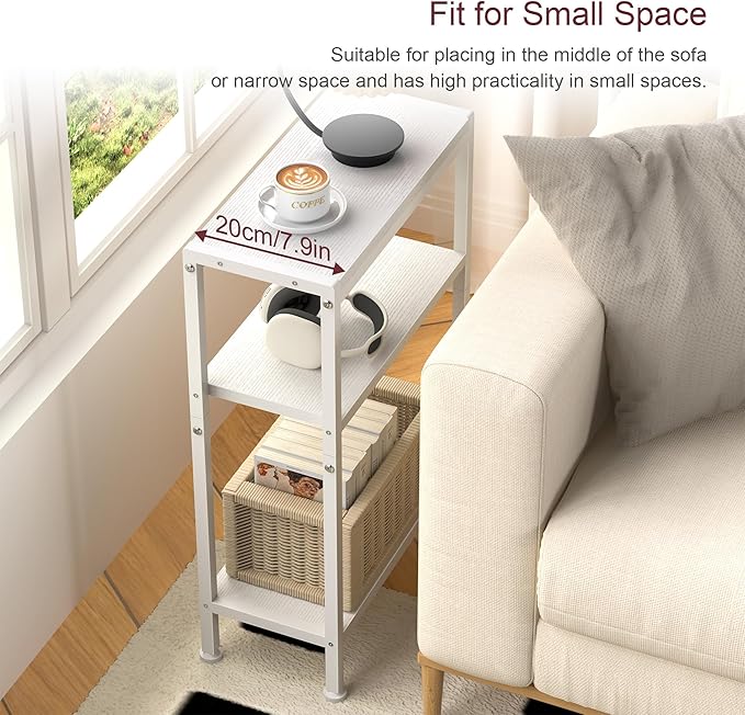 Narrow Side Table for Small Space, 3-Tier Small End Table - Image 4