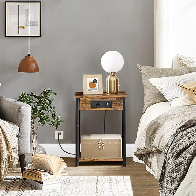 TUTOTAK Nightstand with Charging Station, End Table, Side Table with USB - Image 7
