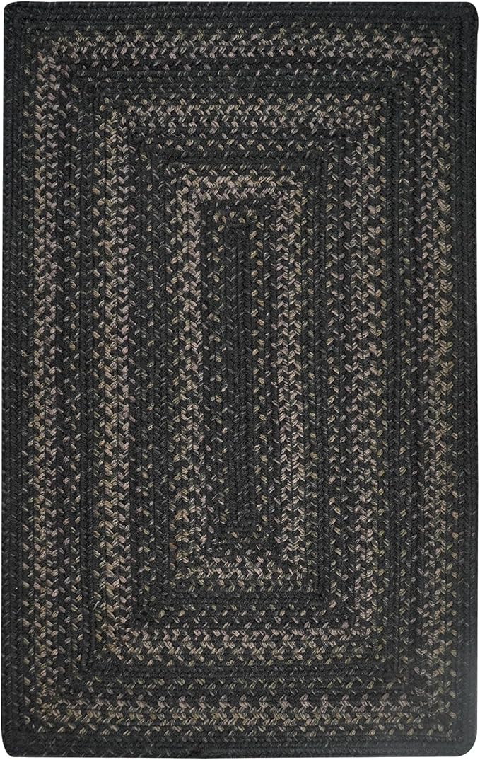 Homespice Jet Black Rectangle Braided Rug 2x3' - Image 8
