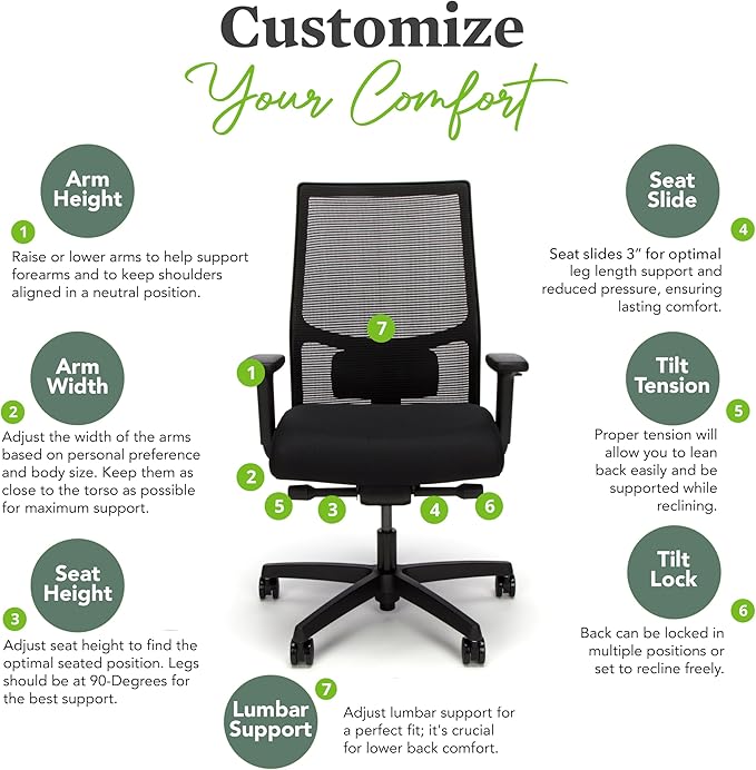 HON Ignition 2.0 Mid Back Task Chair, Advanced Synchro-Tilt Control, Office - Image 6