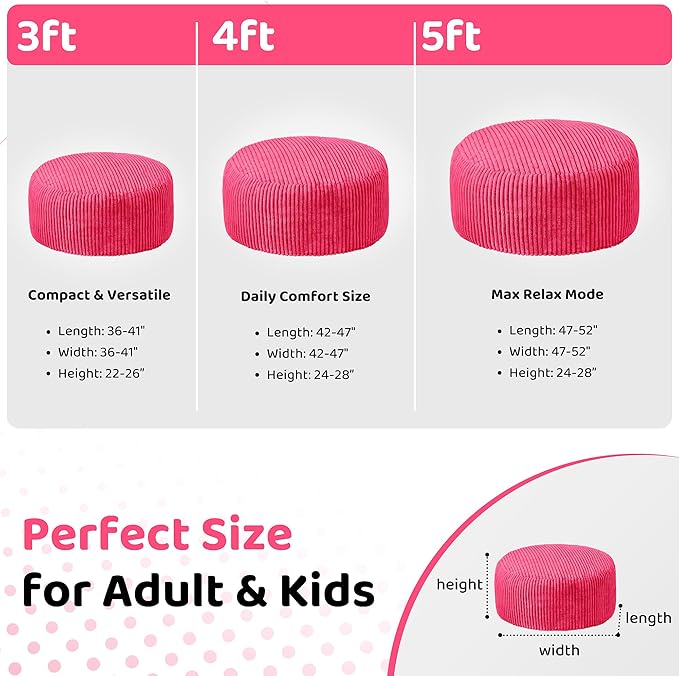 HABUTWAY 5FT Bean Bag Chair, Memory Foam Beanbag Chair - Image 2