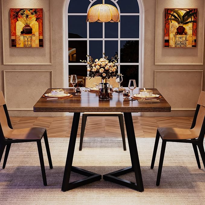Tribesigns Square Dining Table for 10, 31.5" Industrial Dinner Table - Image 5