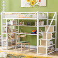 Twin Size Metal Loft Bed with Staircase, Full-Length Guardrails, a Built-in by Unknown