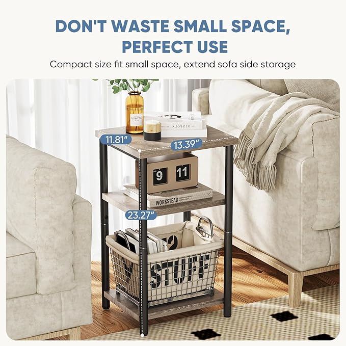 DUMOS End Table, 3 Tier Side Sofa Tables - Image 4