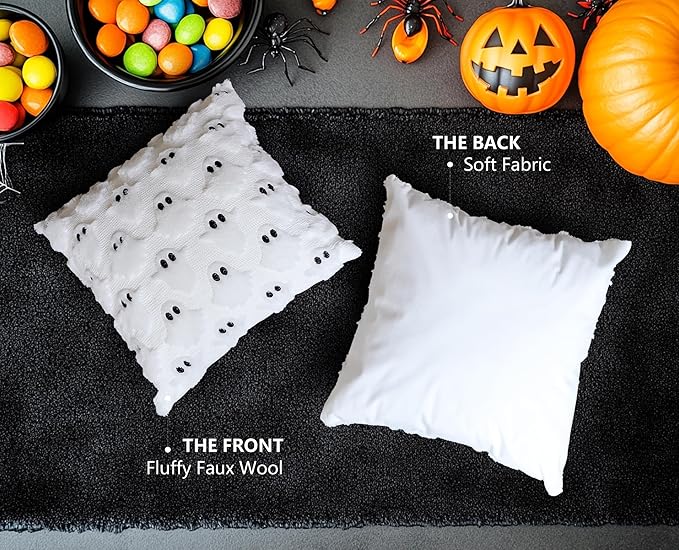 4TH Emotion Halloween Ghost Decorative Pillow Covers 18x18 Set of 2 - Image 5