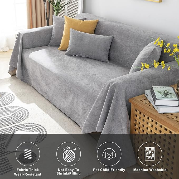 STACYPIK Waterproof Gray Sofa Cover Non-Slip Couch Cover - Image 7