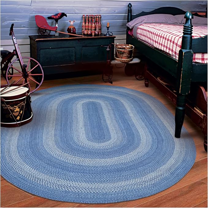 Homespice Denim Jute Blue 8x10' Braided Oval Area Rugs - Image 10