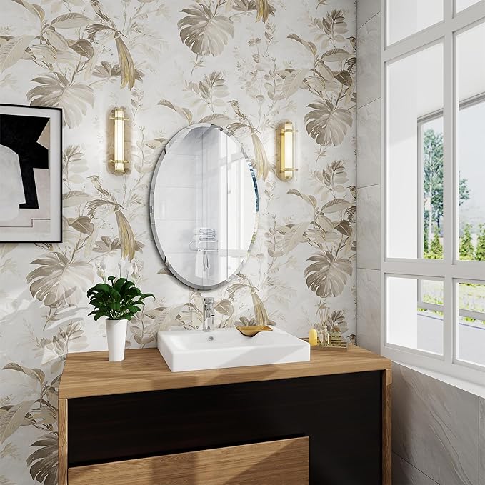 Oval Bathroom Mirror, 22X30 inch Oval Frameless Mirror, Frameless Mirrors - Image 4