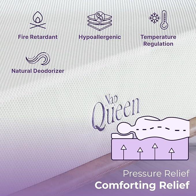 NapQueen Queen Mattress, 6 Inch Charcoal Memory Foam Mattress, Queen Bed - Image 9