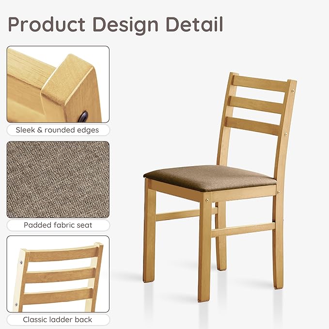Livinia Seattle Modern Farmhouse Kitchen Dining Room Chair Set of 2, Solid Wood - Image 4