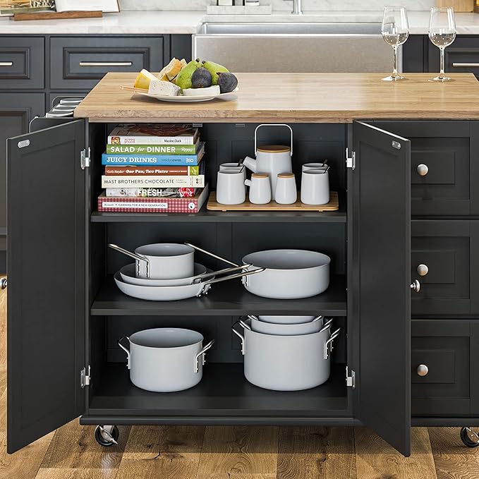 Homestyles Dolly Madison Black Mobile Kitchen Island Cart - Image 6
