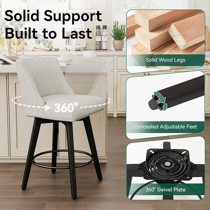 Vipbear Swivel Counter Height Bar Stools Set of 6, 26.8" H Counter Stools - Image 5