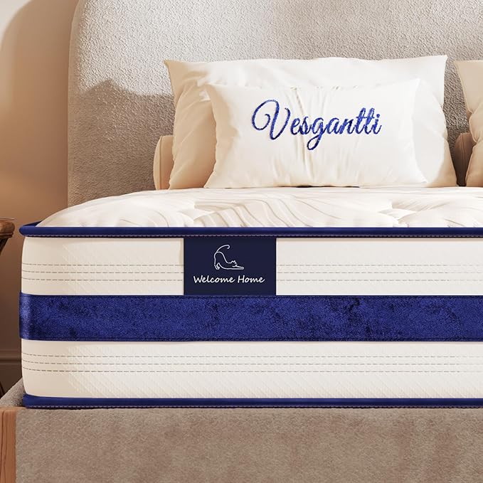Twin XL Mattress 12 Inch-Hybrid Mattress in a Box-Individual Pocket Springs by Vesgantti
