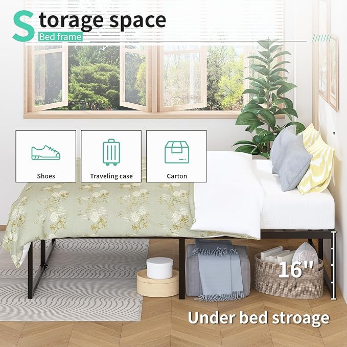 18 Inch King Bed Frame Sturdy Mattress Foundation, Heavy Duty Metal Platform - Image 3