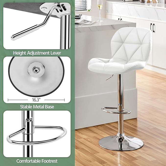 Yaheetech Bar Stools Set of 4, Adjustable PU Leather Swivel Barstools, Modern - Image 5