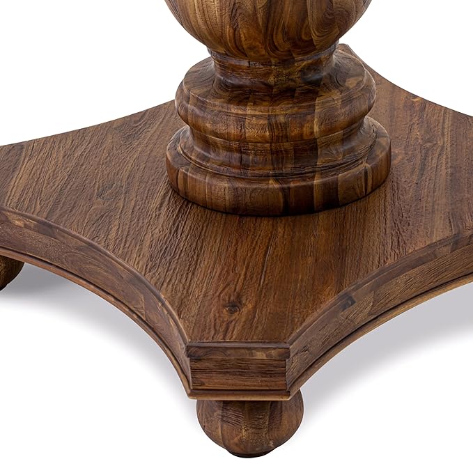 F52-0N-TP - Kitchen Table with Acacia Wood Round Tabletop, Antique Walnut Finish - Image 6