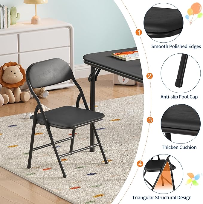 IDEALHOUSE 5 Piece Boys Girls Folding Table and Chairs Set, Activity Table and - Image 5