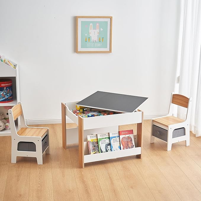 Asweets Kids Table and Chair Set, 4 in 1 Toddler Desk - Image 2