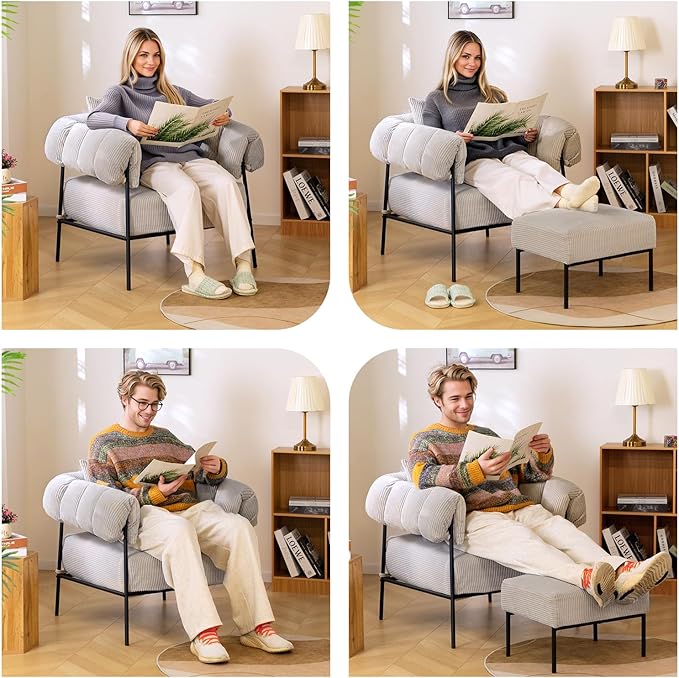 HollyHOME Modern Velvet Accent Chair, Upholstered Comfy Reading Chair, Fabric - Image 8