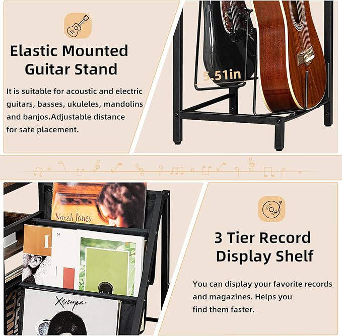 LELELINKY Record Player Stand, Electric Guitar, Turntable Stand - Image 5