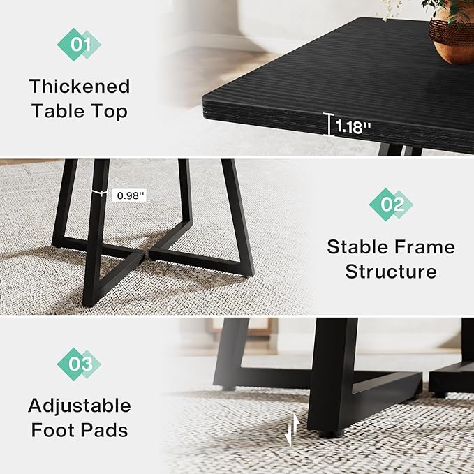 Tribesigns Square Dining Table for 8, 31.5" Industrial Dinner Table - Image 6