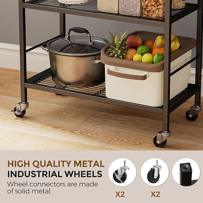 5-Tier Metal Storage Rack with Industrial Wheels, Mesh Shelving Unit with - Image 7