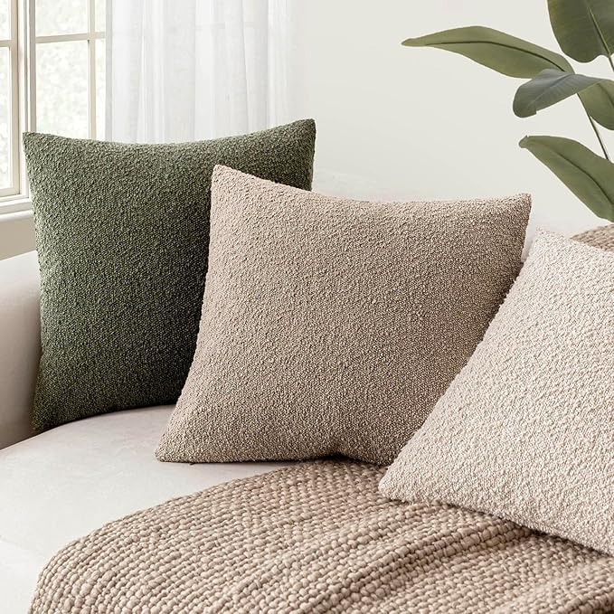 Foindtower Pack of 2, Decorative Textured Boucle Throw Pillow Covers Neutral - Image 6