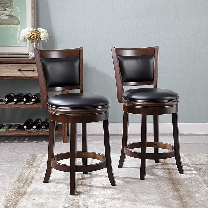 Ball & Cast Swivel Counter Height Barstool 24 Inch Seat Height Cappuccino Set - Image 2