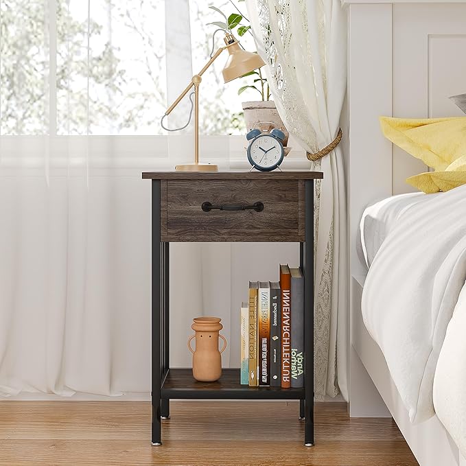 VECELO Nightstands Set of 2, Industrial Side Table/End Tables - Image 10
