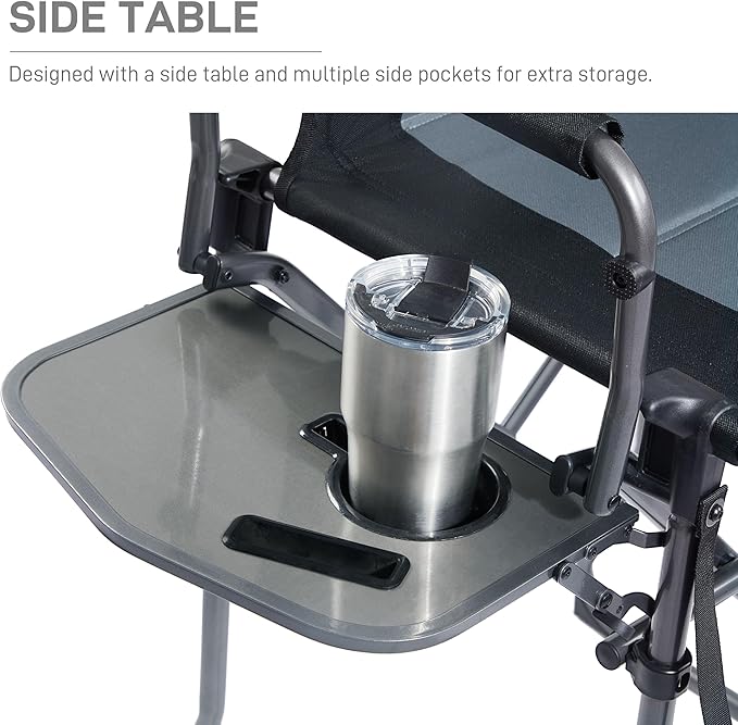 EVER ADVANCED Portable 30.7" Seat Height Tall Folding Camping Chair Directors - Image 7