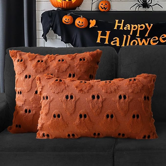 4TH Emotion Halloween Ghost Decorative Lumbar Pillow Covers 12x20 Set of 2 - Image 4