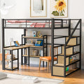 Full Size Metal Loft Bed with Staircase, Full-Length Guardrails, a Built-in by Unknown