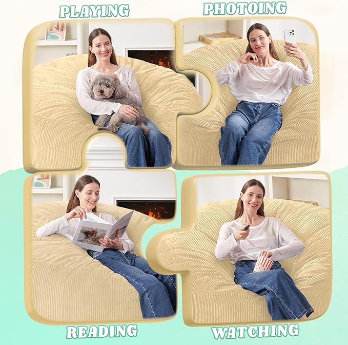HABUTWAY 5FT Bean Bag Chair, Giant Bean Bag Chairs - Image 4